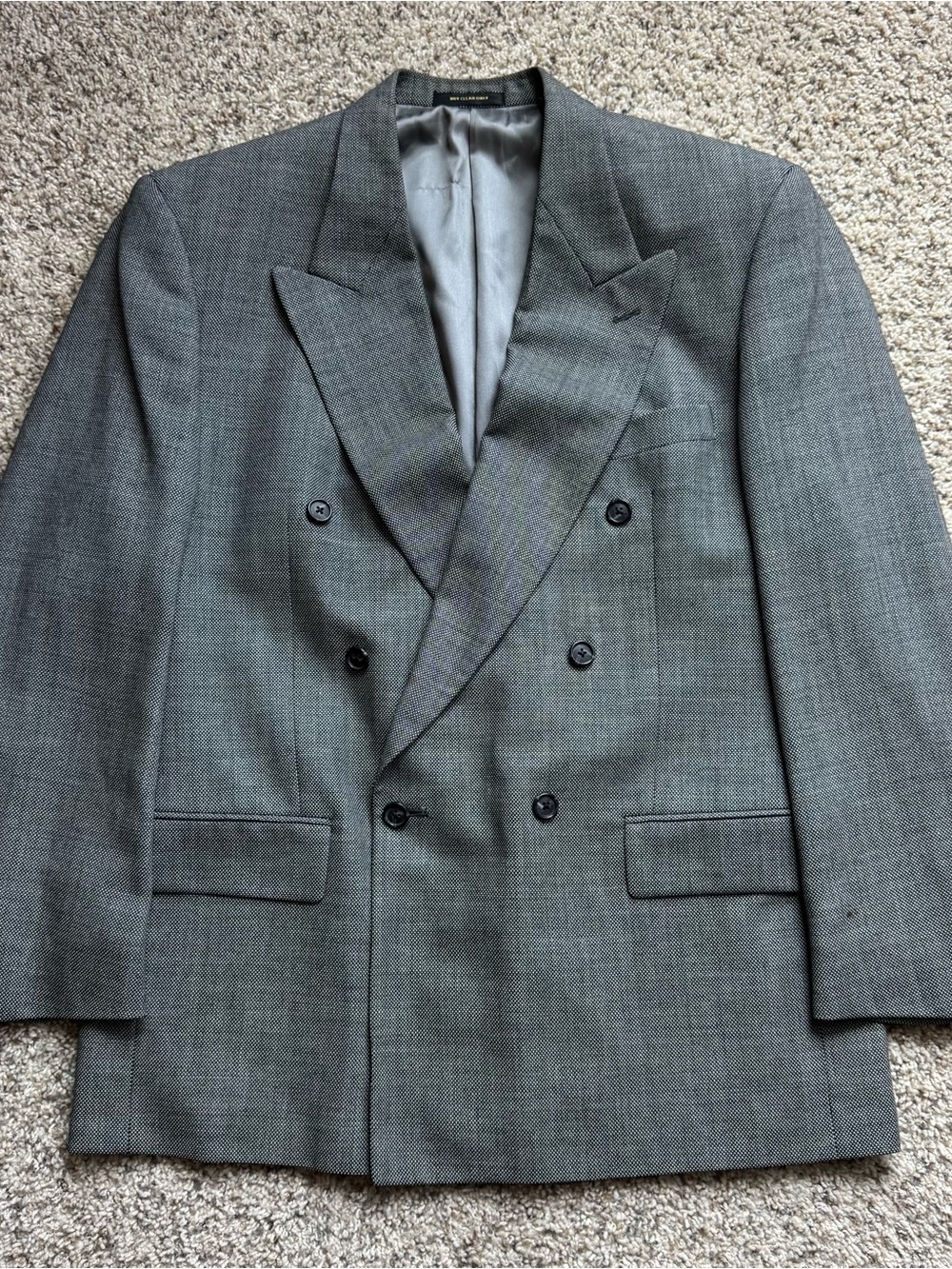 Vintage Givenchy Monsieur Double Breasted Blazer Men’s Gray Wool Suit Jacket USA